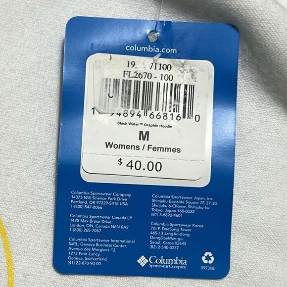 Columbia PFG Hoodie Women’s M Fleece Sweatshirt White Anglers Club Fishing NWT - Picture 8 of 15